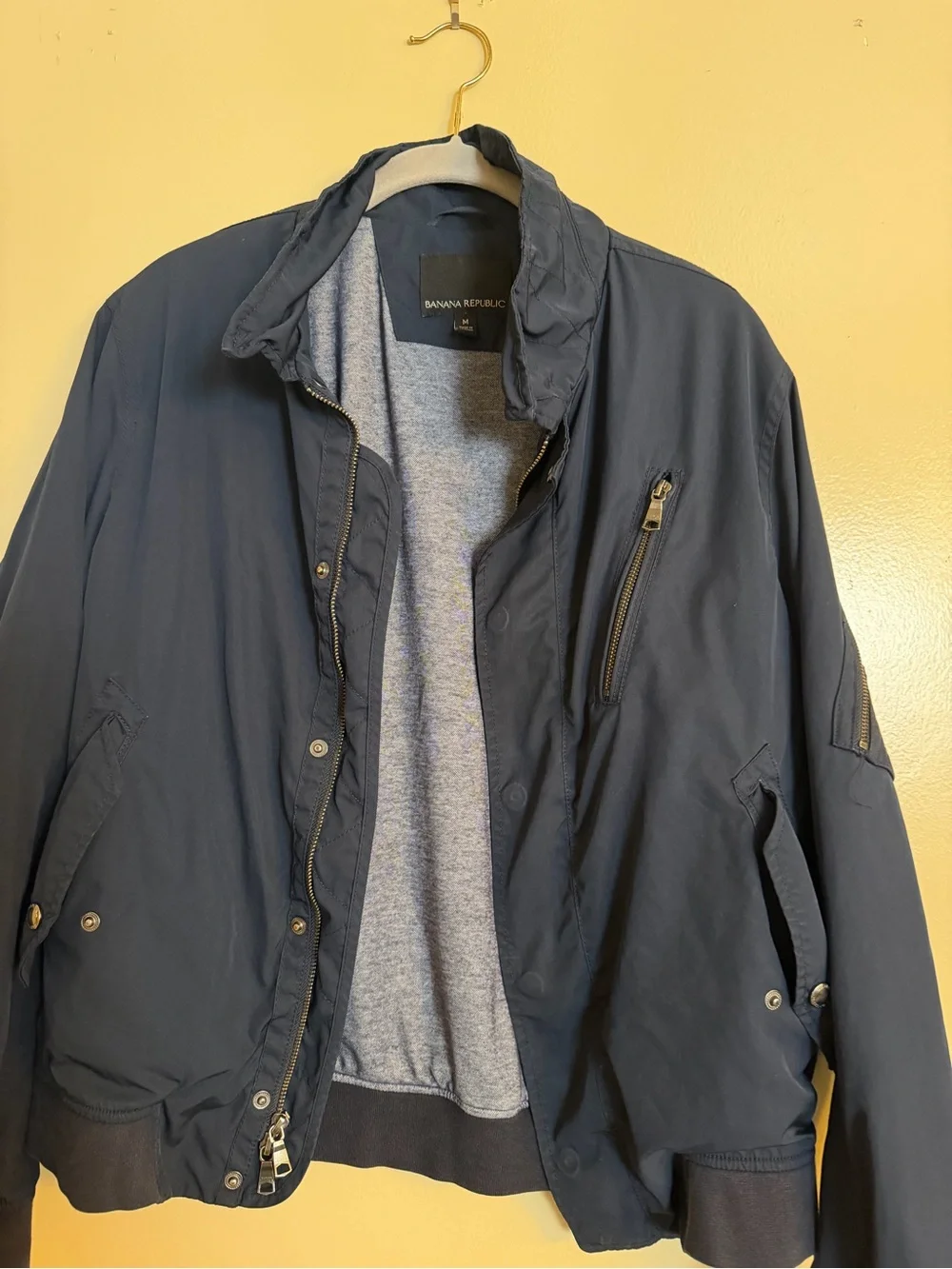 Banana Republic Navy Bomber Jacket with Zip Chest Pocket